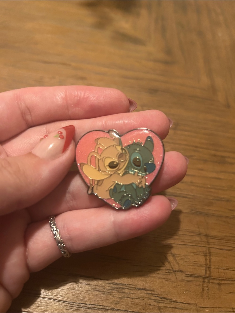Disney Stitch & Angel Pink Heart Enamel Pin- Boxlunch Exclusive